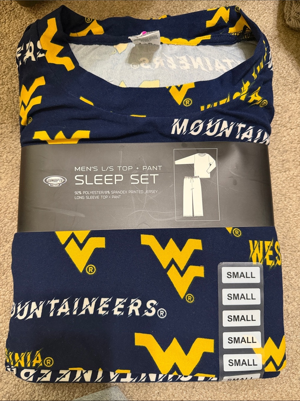 New West Virginia Mountaineers Navy & Gold Sleep Set - multiple sizes (S, M, XL) - Picture 3 of 7